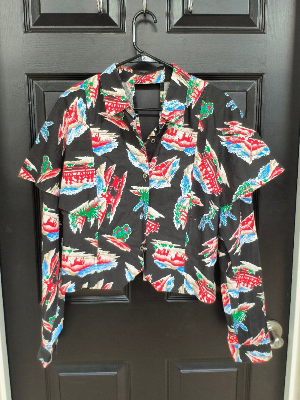 Black Top with Red Horse Design - Pegaso (M)
